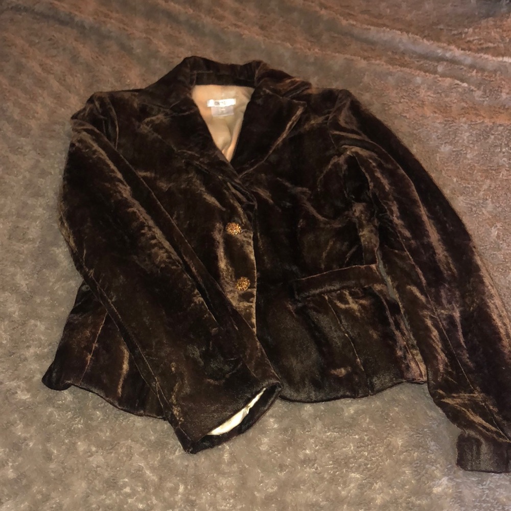 brown crush velvet blazer